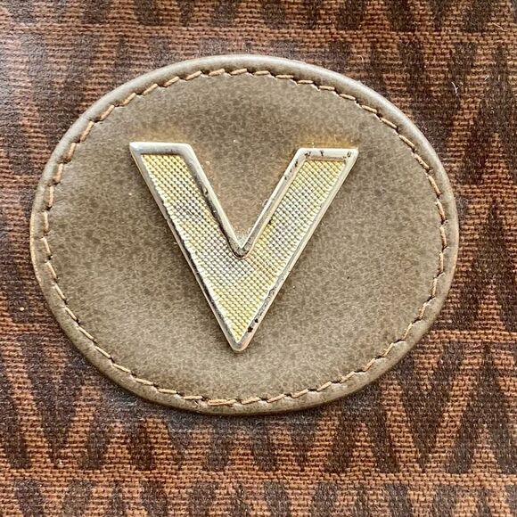 Mario Valentino Brown Signature Print Tote/Shoulder Bag PVC x Leather. VGUC! - Picture 4 of 15